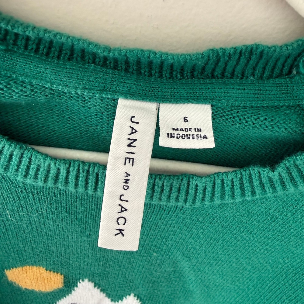 Janie and Jack Boys Green‎ Mountain Intarsia Cotton Knit Sweater Size 6 - Picture 2 of 4